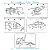 ITH Embroidery Color Pages First Responder Design Set